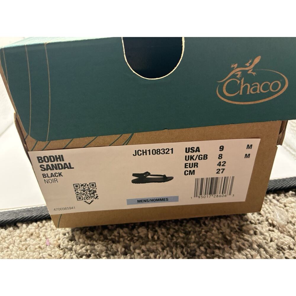 Chaco Bodhi Men’s Adjustable Strap Sandals Slides Black Size 9 new with box - Picture 6 of 6